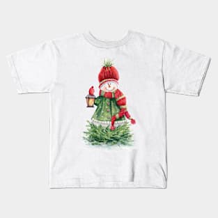 Watercolor snowman Kids T-Shirt